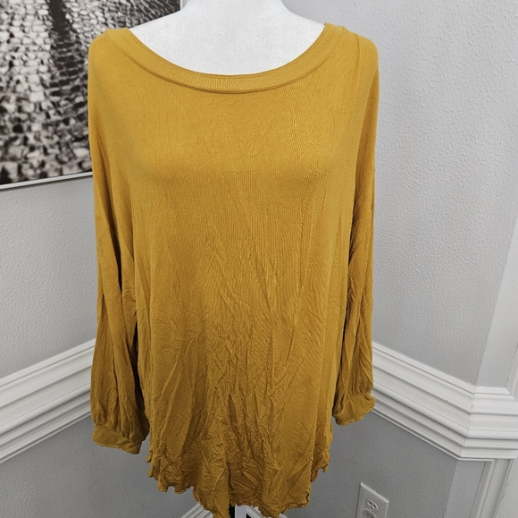 Free People Shimmy Shake Top Untamed Gold Open Back Ribbed Oversized small - Picture 4 of 10